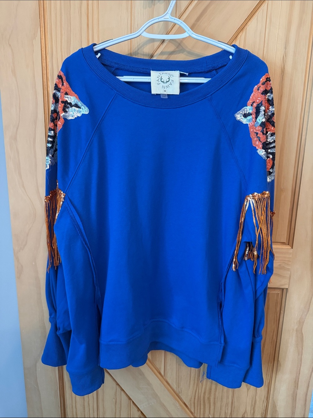 Fantastic Fawn Tiger Sequin Fringe Sweatshirt Women’s Medium